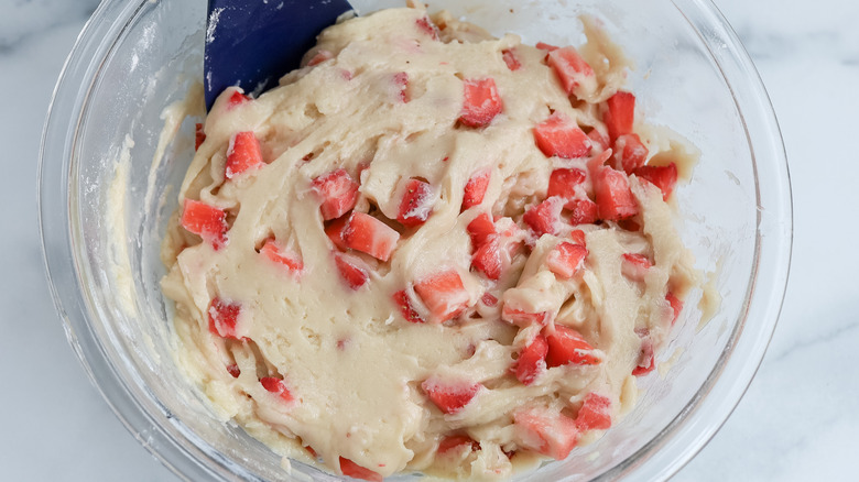 strawberries in bread batter