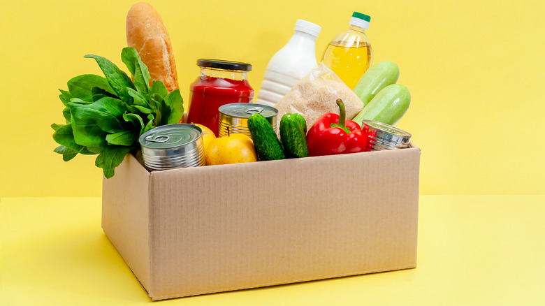 Box of healthy food donations