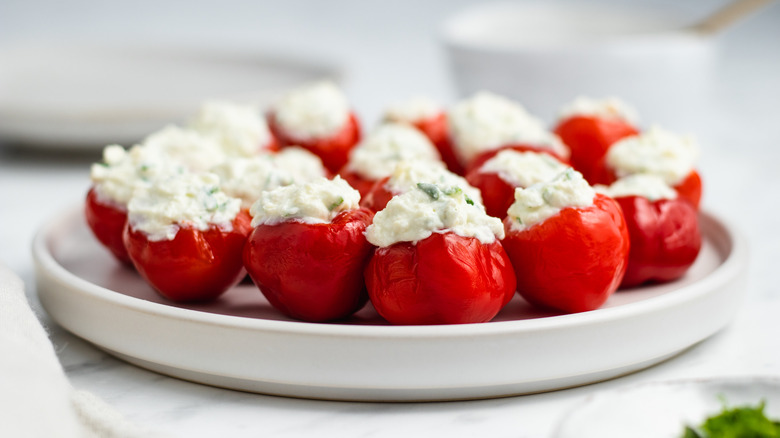 plate of stuffed cherry peppers