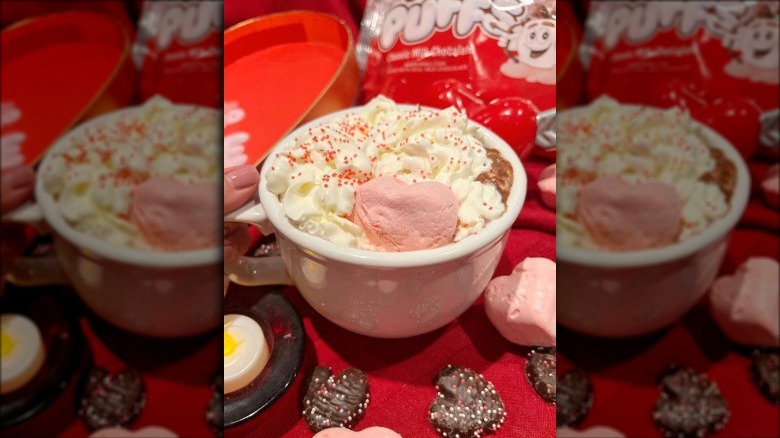 heart marshmallow in hot chocolate