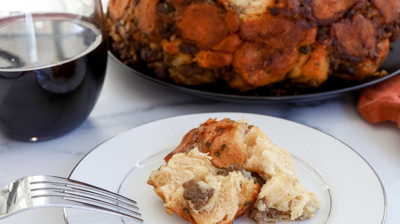 Thanksgiving stuffing monkey bread on plate