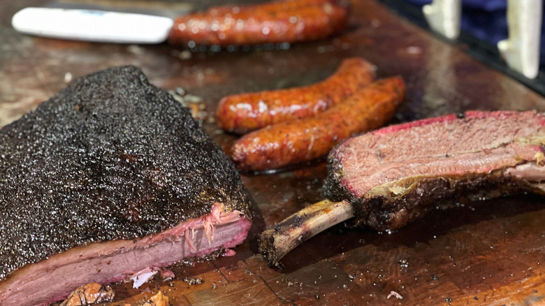 texas style brisket ribs and sausage 