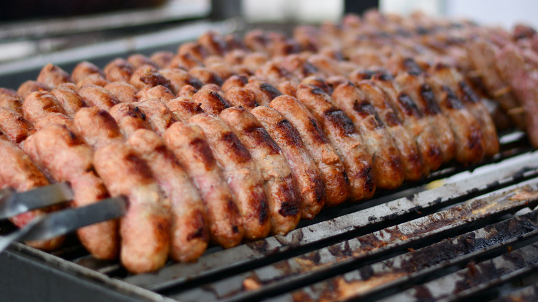 pork sausage on grill