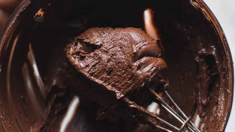 cocoa powder mised into paste  with a whisk