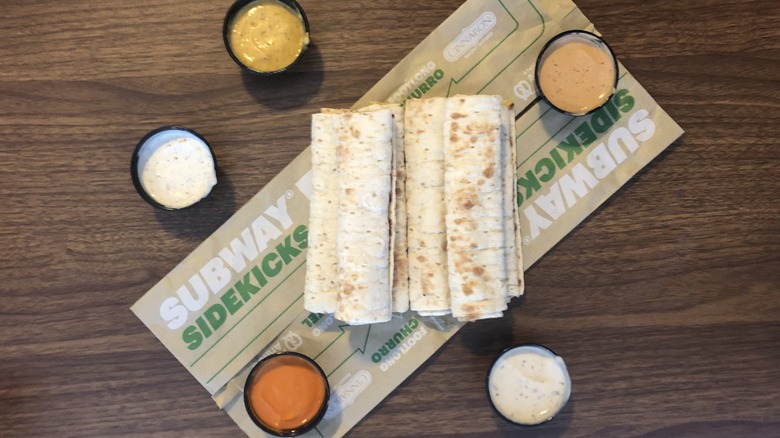 Subway dippers surrounded by sauces