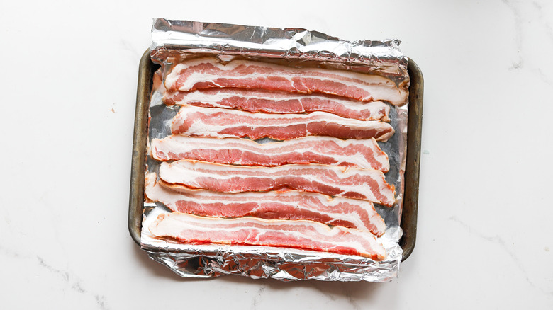 Bacon roasting on sheet tray