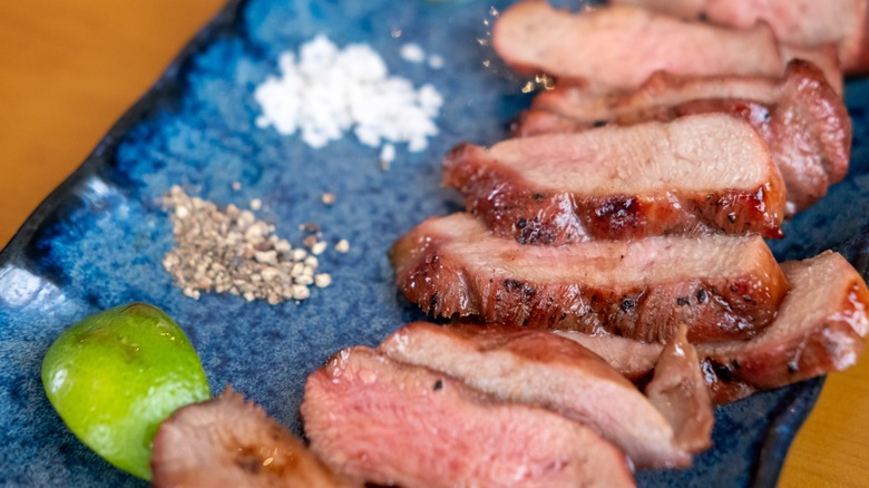 beef tongue on a plate