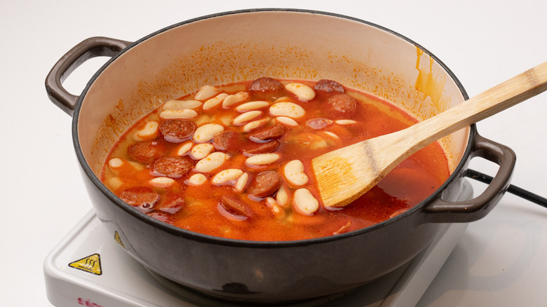 cooking chorizo butter bean stew