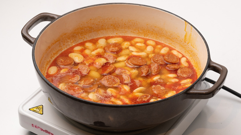 simmering chorizo butter bean stew