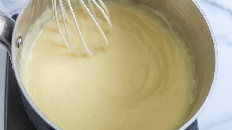 thick pastry cream in a saucepan