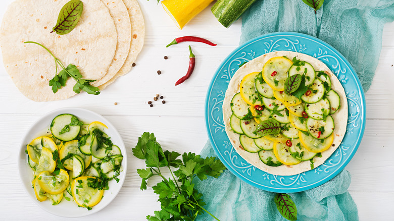 sliced squash tacos