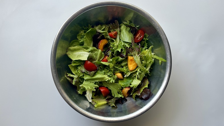 salad in metal bowl