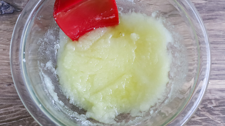 butter and sugar mixed in a bowl