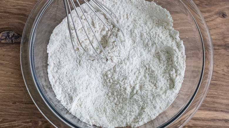 dry ingredients in a large bowl with a whisk