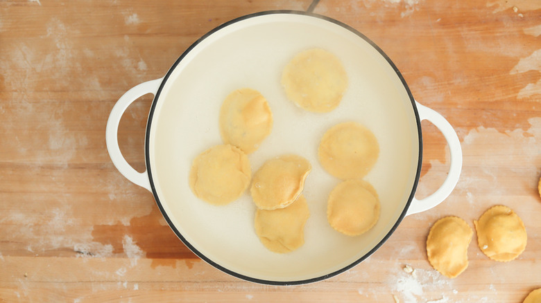 ravioli cooking in water