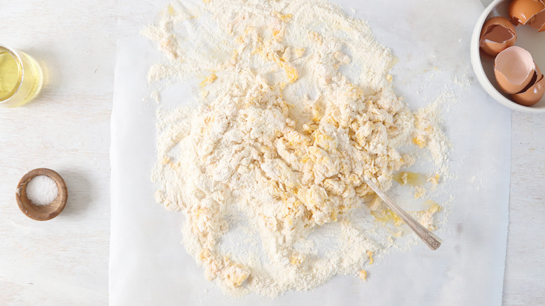 whisking flour with wet ingredients