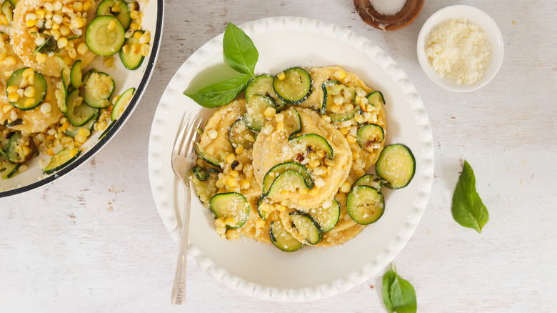 corn zucchini basil ravioli