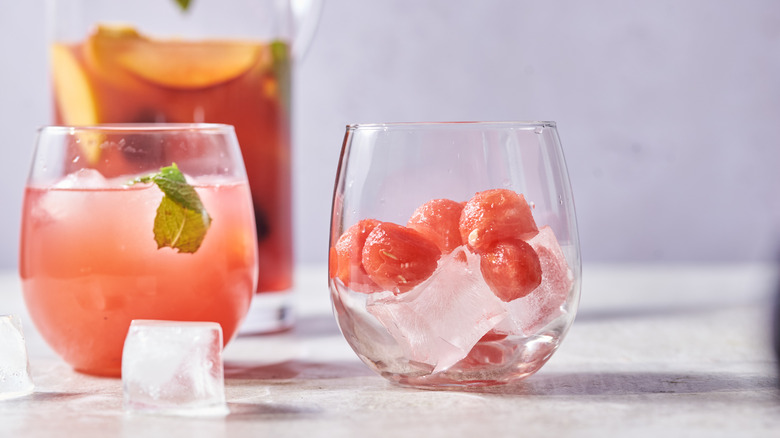 glass of ice with watermelon