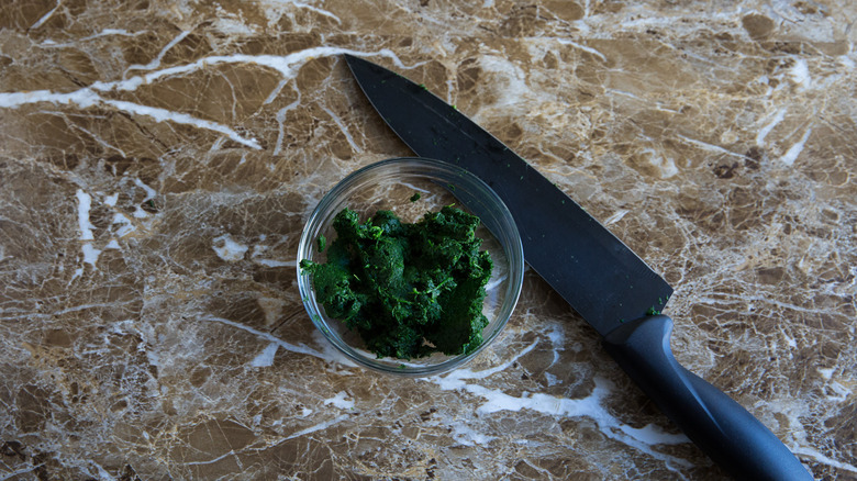 minced spinach in small bowl