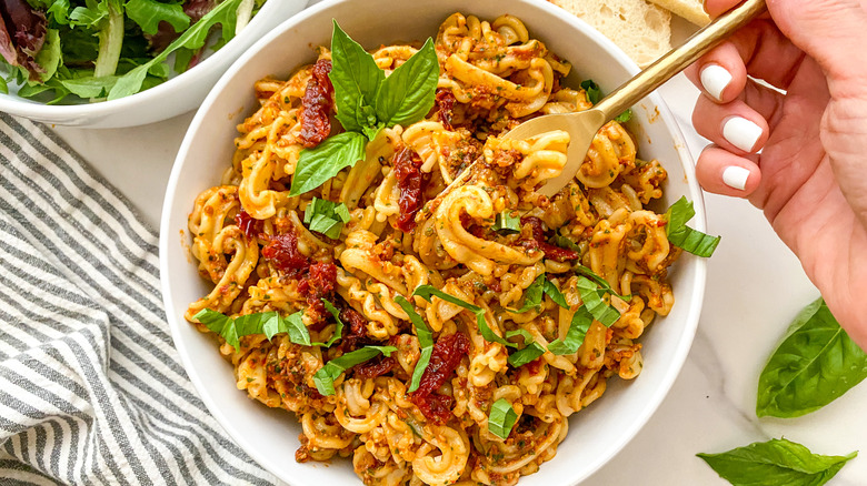 bowl of pasta with fork