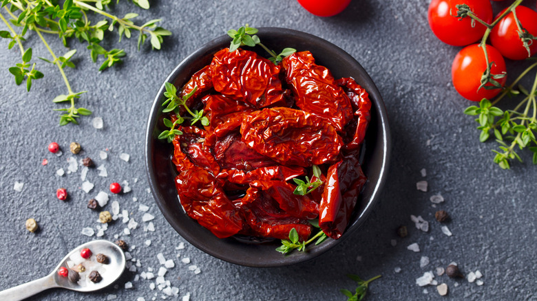 A bowl of sun-dried tomatoes