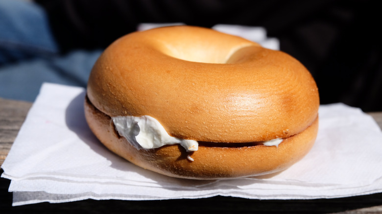 Bagel and cream cheese. 