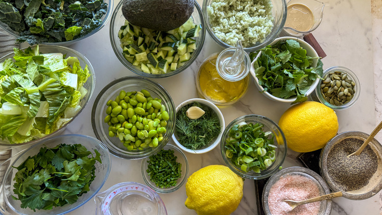Super green grain salad ingredients