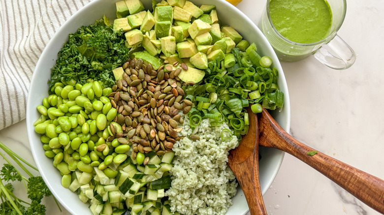 super green salad in bowl