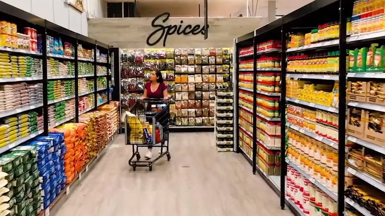 Spice aisle of Super King Market