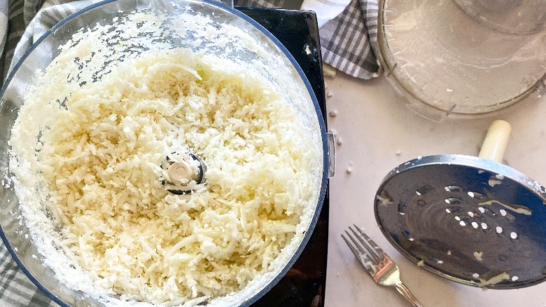 grated cauliflower in food processor