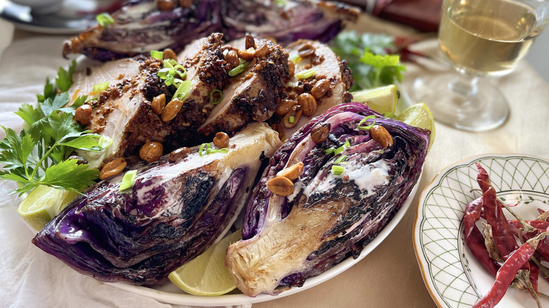 spicy pork with cabbage slaw