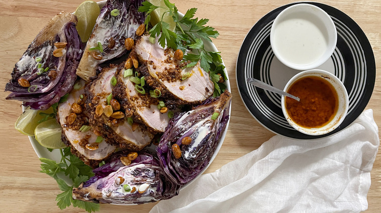 spicy pork with cabbage slaw