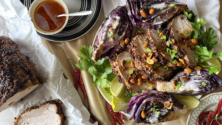 spicy pork with cabbage slaw