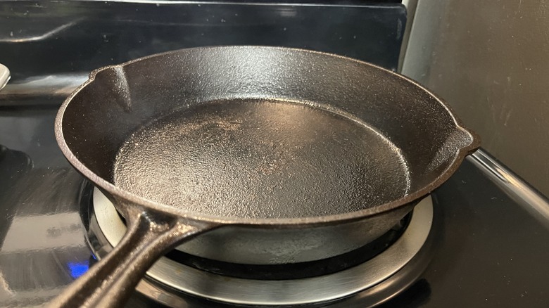 cast iron skillet on stove