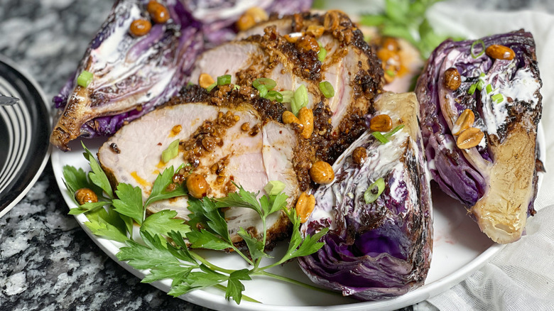 spicy pork with cabbage slaw