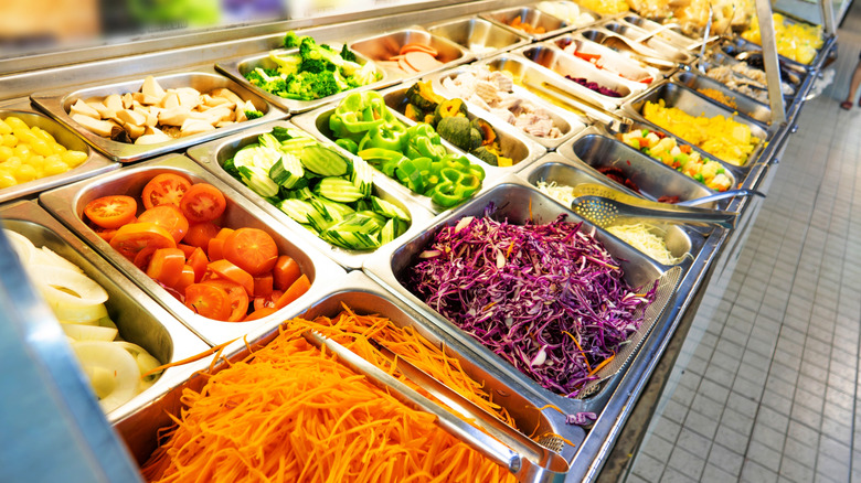 Salad bar with veggies