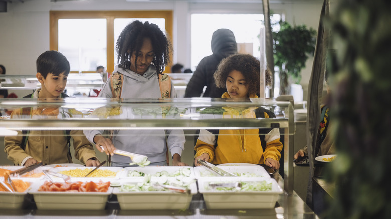 People at a salad bar