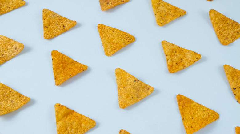 tortilla chips on a blue background