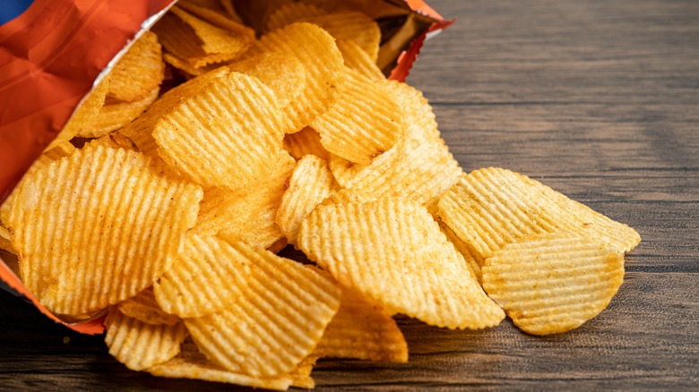 Chips spilling out of bag