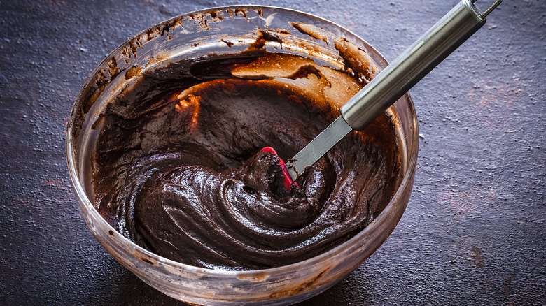 Bowl with brownie mix 