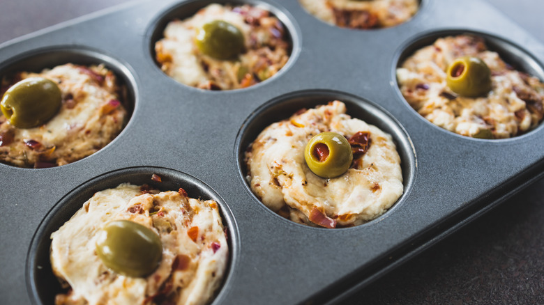 focaccia muffin bites in a tin