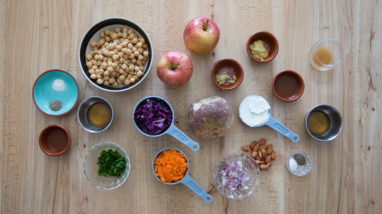 rutabaga salad ingredients on table