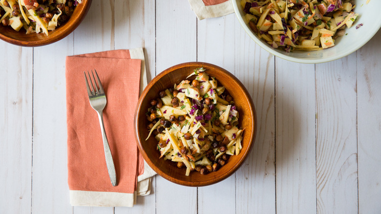 rutabaga salad served on table