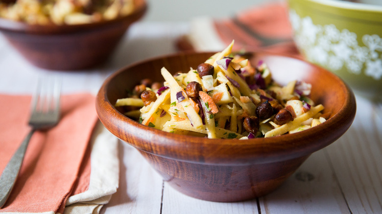 colorful rutabaga salad in bowl