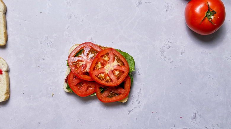 tomato and spinach on toast