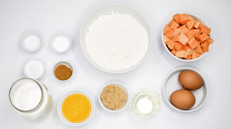 ingredients for sweet potato waffles