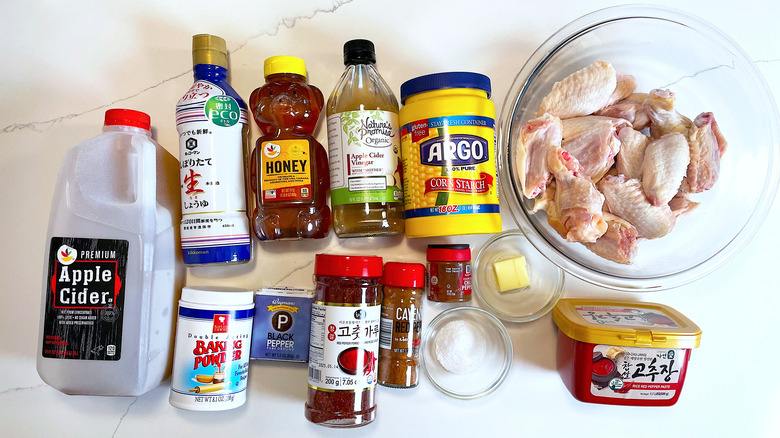 Ingredients for apple cider chicken wings