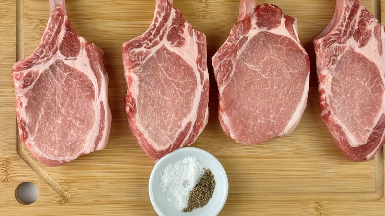 salt pepper and pork chops