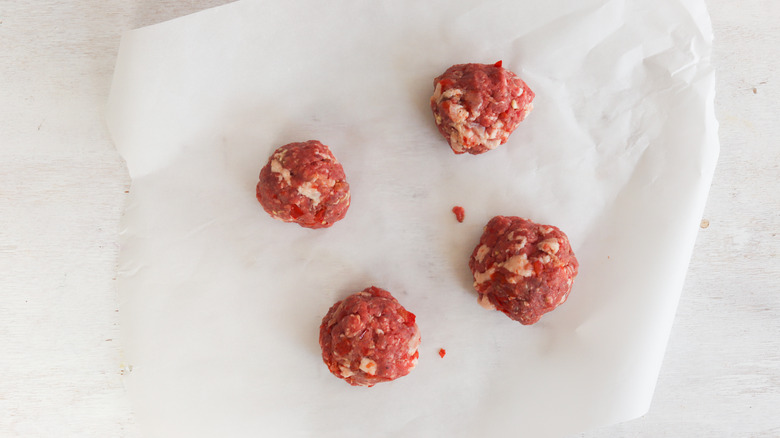 ground beef divided into balls