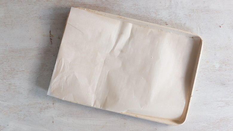 parchment paper on a baking sheet